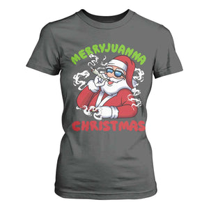 Funny Christmas Weed T Shirt For Women Merryjuanna Christmas Santa Xmas TS11 Dark Heather Print Your Wear