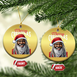 Merry Xmas Dreadlocks Black Santa Christmas Ornament TS11 Circle Gold Print Your Wear