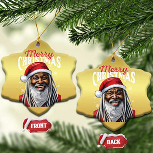 Merry Xmas Dreadlocks Black Santa Christmas Ornament TS11 Snow Flake Gold Print Your Wear