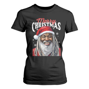 Merry Christmas Dreadlocks Black Santa T Shirt For Women TS11 Black Print Your Wear