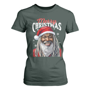 Merry Christmas Dreadlocks Black Santa T Shirt For Women TS11 Dark Forest Green Print Your Wear