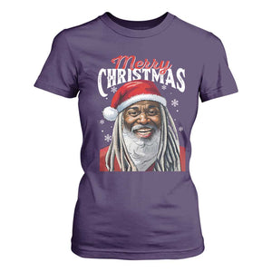 Merry Christmas Dreadlocks Black Santa T Shirt For Women TS11 Purple Print Your Wear