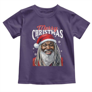 Merry Christmas Dreadlocks Black Santa Toddler T Shirt TS11 Purple Print Your Wear