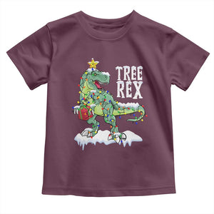 Funny Christmas T-Rex Baby Shirt Tree Rex Dinosaur Xmas Tree TS11 Maroon Print Your Wear