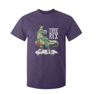 Funny Christmas T-Rex T Shirt For Kid Tree Rex Dinosaur Xmas Tree TS11 Purple Print Your Wear