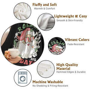 Funny Weed Christmas Throw Blanket Rollin Into The Holidays Santa Xmas TS11 Print Your Wear