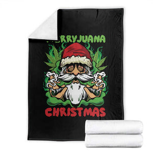 Funny Weed Christmas Throw Blanket Merry Juana Xmas Santa TS11 Black Print Your Wear