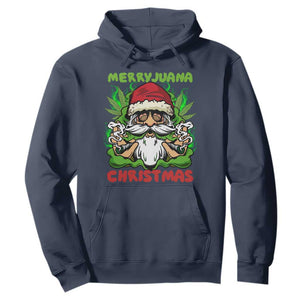 Funny Weed Christmas Hoodie Merry Juana Xmas Santa TS11 Navy Print Your Wear