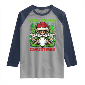 Funny Weed Christmas Raglan Shirt Merry Juana Xmas Santa TS11 Sport Gray Navy Print Your Wear