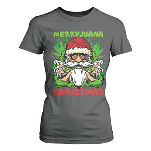 Funny Weed Christmas T Shirt For Women Merry Juana Xmas Santa TS11 Dark Heather Print Your Wear
