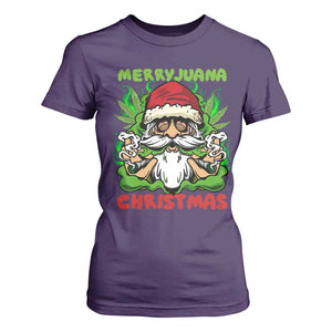 Funny Weed Christmas T Shirt For Women Merry Juana Xmas Santa TS11 Purple Print Your Wear