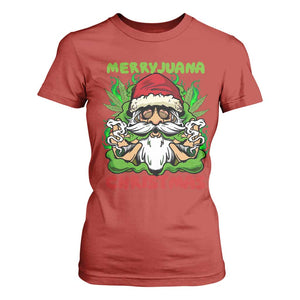 Funny Weed Christmas T Shirt For Women Merry Juana Xmas Santa TS11 Red Print Your Wear