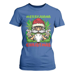 Funny Weed Christmas T Shirt For Women Merry Juana Xmas Santa TS11 Royal Blue Print Your Wear