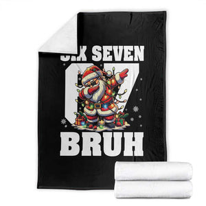 Funny Christmas Six Seven Bruh Throw Blanket Dabbing Santa TS11 Black Print Your Wear
