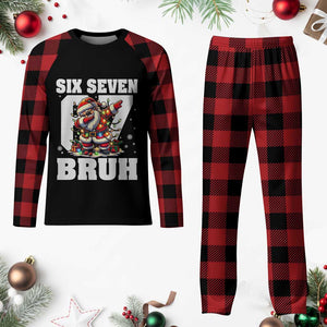 Funny Christmas Six Seven Bruh Plaid Pajama Set Dabbing Santa TS11 Buffalo Plaid Print Your Wear