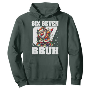 Funny Christmas Six Seven Bruh Hoodie Dabbing Santa TS11 Dark Forest Green Print Your Wear