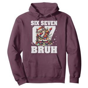 Funny Christmas Six Seven Bruh Hoodie Dabbing Santa TS11 Maroon Print Your Wear