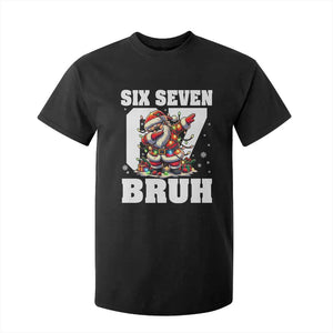 Funny Christmas Six Seven Bruh T Shirt For Kid Dabbing Santa TS11 Black Print Your Wear