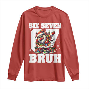 Funny Christmas Six Seven Bruh Long Sleeve Shirt Dabbing Santa TS11 Red Print Your Wear