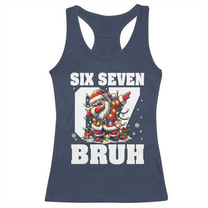 Funny Christmas Six Seven Bruh Racerback Tank Top Dabbing Santa TS11 Navy Print Your Wear