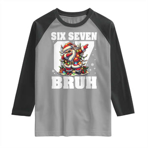 Funny Christmas Six Seven Bruh Raglan Shirt Dabbing Santa TS11 Sport Gray Black Print Your Wear
