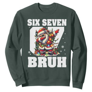 Funny Christmas Six Seven Bruh Sweatshirt Dabbing Santa TS11 Dark Forest Green Print Your Wear