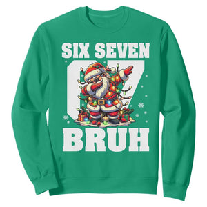 Funny Christmas Six Seven Bruh Sweatshirt Dabbing Santa TS11 Irish Green Print Your Wear