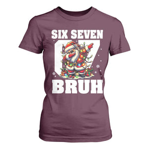 Funny Christmas Six Seven Bruh T Shirt For Women Dabbing Santa TS11 Maroon Print Your Wear