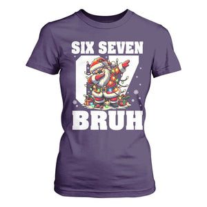 Funny Christmas Six Seven Bruh T Shirt For Women Dabbing Santa TS11 Purple Print Your Wear