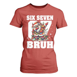 Funny Christmas Six Seven Bruh T Shirt For Women Dabbing Santa TS11 Red Print Your Wear