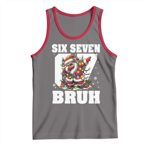 Funny Christmas Six Seven Bruh Tank Top Dabbing Santa TS11 Deep Heather Red Print Your Wear