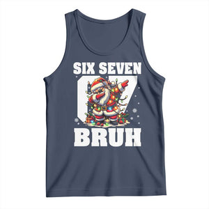 Funny Christmas Six Seven Bruh Tank Top Dabbing Santa TS11 Navy Print Your Wear