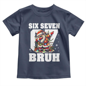 Funny Christmas Six Seven Bruh Toddler T Shirt Dabbing Santa TS11 Navy Print Your Wear