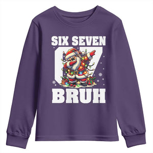 Funny Christmas Six Seven Bruh Youth Sweatshirt Dabbing Santa TS11 Purple Print Your Wear