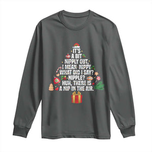 Funny Christmas Movie Long Sleeve Shirt Its A Bit Nipply Out Nipply Out Xmas Vacation Holiday TS11 Dark Heather Print Your Wear