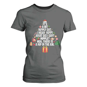 Funny Christmas Movie T Shirt For Women Its A Bit Nipply Out Nipply Out Xmas Vacation Holiday TS11 Dark Heather Print Your Wear