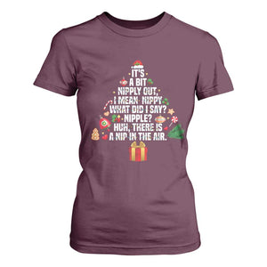 Funny Christmas Movie T Shirt For Women Its A Bit Nipply Out Nipply Out Xmas Vacation Holiday TS11 Maroon Print Your Wear