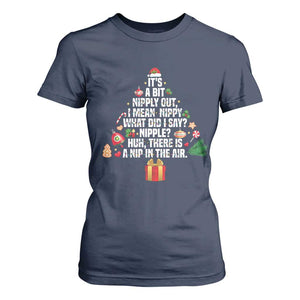 Funny Christmas Movie T Shirt For Women Its A Bit Nipply Out Nipply Out Xmas Vacation Holiday TS11 Navy Print Your Wear