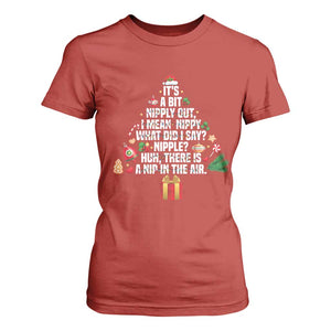 Funny Christmas Movie T Shirt For Women Its A Bit Nipply Out Nipply Out Xmas Vacation Holiday TS11 Red Print Your Wear