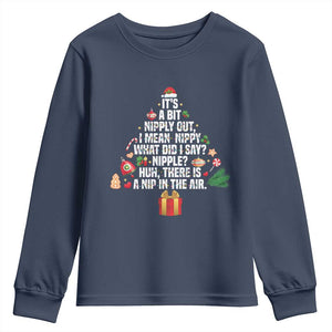 Funny Christmas Movie Youth Sweatshirt Its A Bit Nipply Out Nipply Out Xmas Vacation Holiday TS11 Navy Print Your Wear