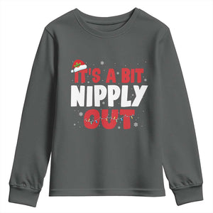 Funny Christmas Movie Youth Sweatshirt It's A Bit Nipply Out Xmas Vacation Holiday TS11 Dark Heather Print Your Wear