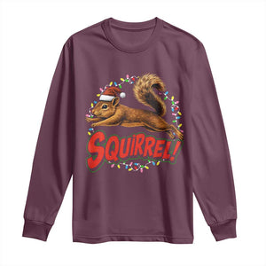 Funny Christmas Squirrel Long Sleeve Shirt Xmas Vacation Holiday Movie TS11 Maroon Print Your Wear