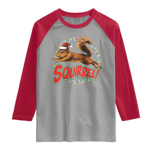 Funny Christmas Squirrel Raglan Shirt Xmas Vacation Holiday Movie TS11 Sport Gray Red Print Your Wear
