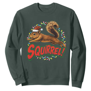 Funny Christmas Squirrel Sweatshirt Xmas Vacation Holiday Movie TS11 Dark Forest Green Print Your Wear