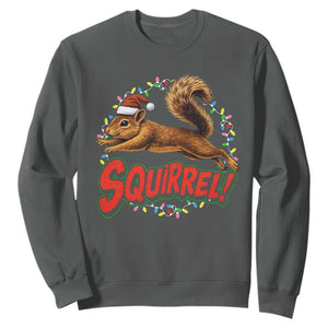 Funny Christmas Squirrel Sweatshirt Xmas Vacation Holiday Movie TS11 Dark Heather Print Your Wear