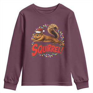 Funny Christmas Squirrel Youth Sweatshirt Xmas Vacation Holiday Movie TS11 Maroon Print Your Wear