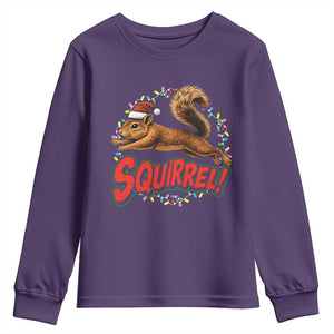 Funny Christmas Squirrel Youth Sweatshirt Xmas Vacation Holiday Movie TS11 Purple Print Your Wear