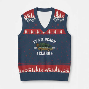 Its A Beaut Clark V-Neck Knit Sweater Vest Funny Xmas Vacation Holiday Movie TS11 Navy Red Print Your Wear