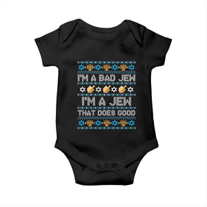 Funny Jewish Hanukkah Baby Onesie I Am A Bad Jew I Am A Jew That Does Good TS11 Black Print Your Wear
