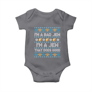 Funny Jewish Hanukkah Baby Onesie I Am A Bad Jew I Am A Jew That Does Good TS11 Charcoal Print Your Wear